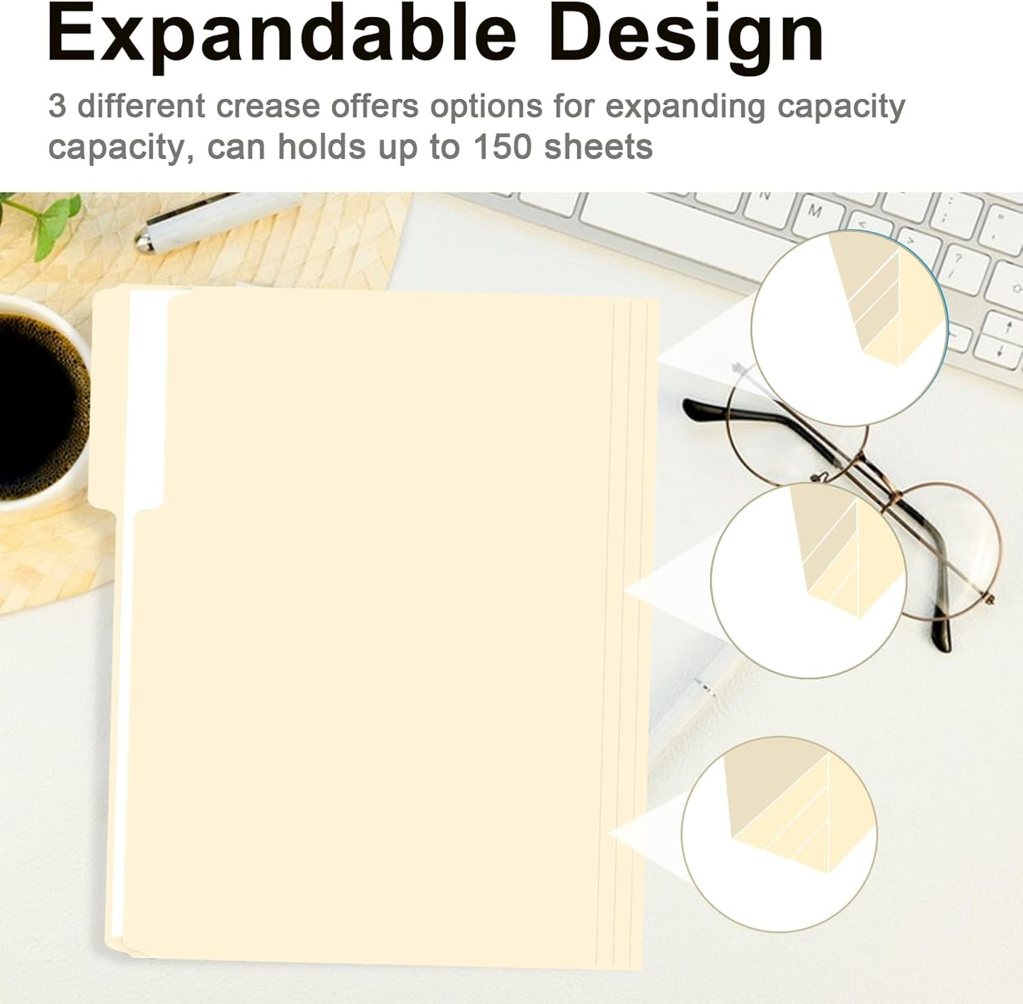 File Folder, RAZCC 200 Pack 1/3 Cut Tab File Folders Letter Size, Manila Folders, Folders with Tab, Great for Organizing and Easy File Storage