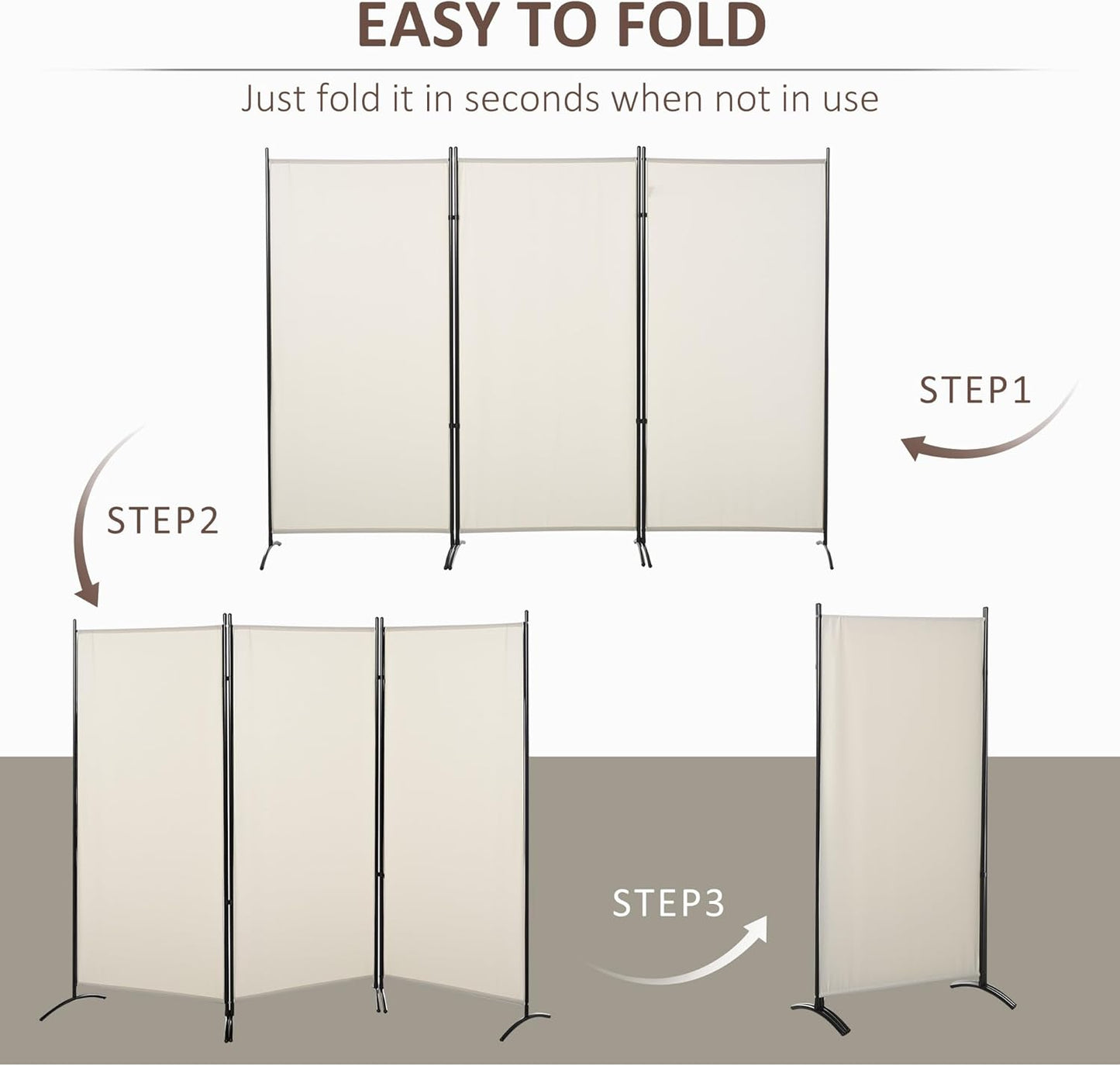NicBex Room Divider 3 Panel Room Dividers with Fabric Panels Partition Room Dividers and Folding Privacy Screens 6FT Wall Divider for Home, Office, Room Separation,99.5"W x 19.75"D x 71.75"H, White