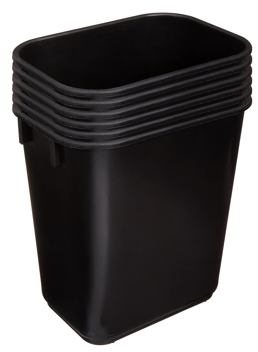Amazon Basics Small Trash Can, Rectangular Commercial Office Wastebasket, 3 Gallon (Pack Of 6), Black (Previously AmazonCommercial brand)