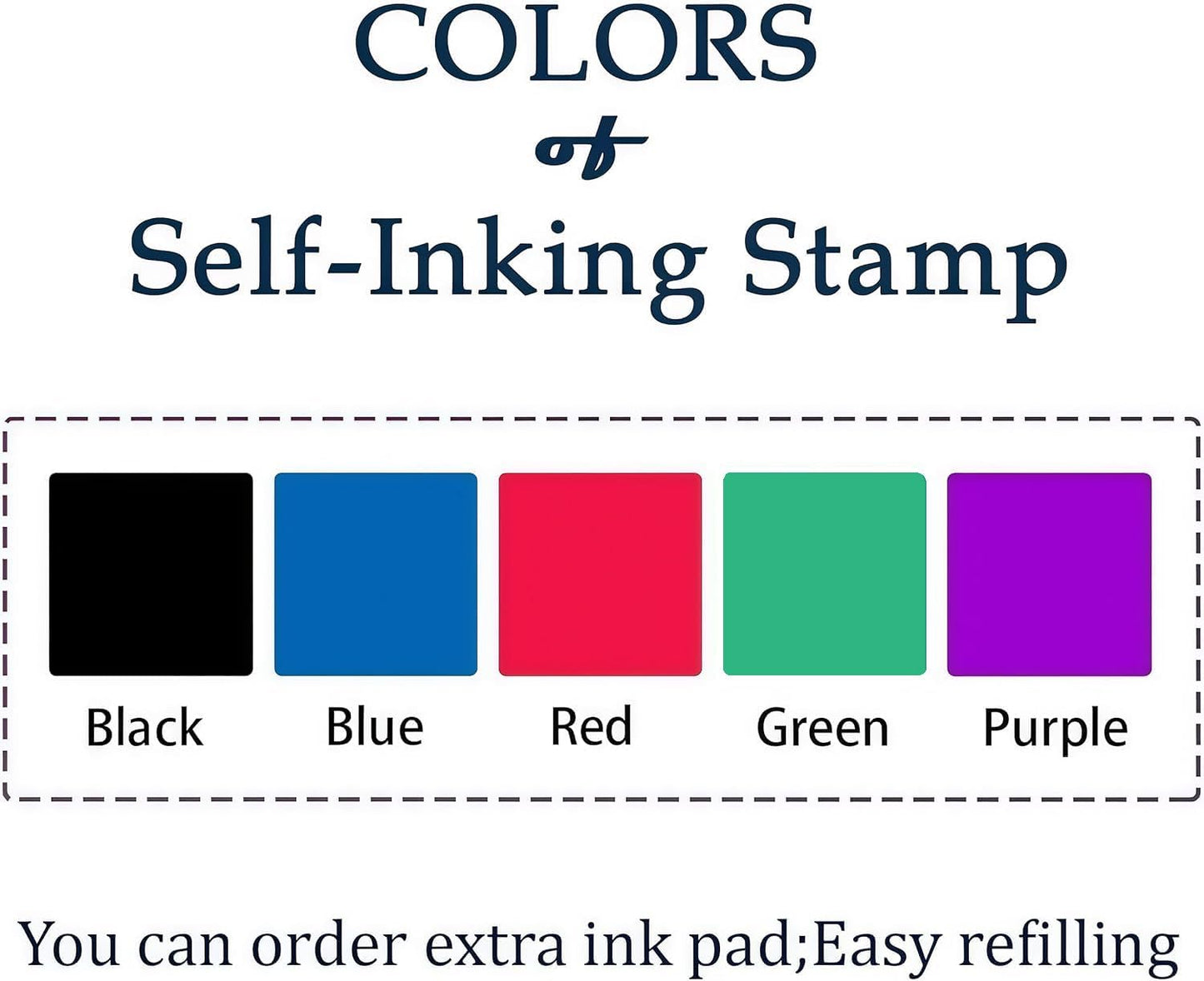 Personalized Self-Inking Signature Stamp, Custom Signature Stamp for Signing Your Name and Documents — Multiple Sizes, 5 Ink Colors
