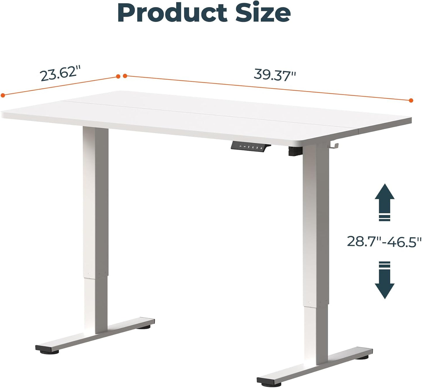 Adjustable Stand Up Desk with Memory Preset, Standing Desks 40 x 24 Inch Electric Home Office Desk Computer Workstation, Splice White Top + White Frame