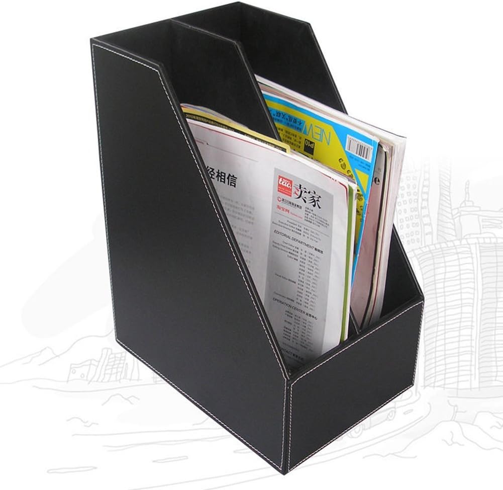 KINGFOM 8 PCS/SET Desk Organizers, Pu Leather Office & Home Desktop Decor Supplies Storage Box, Including Files Organizer Drawer, Memo Paper Holder, Tissue Holder and Mouse Pad etc (T03-Black)