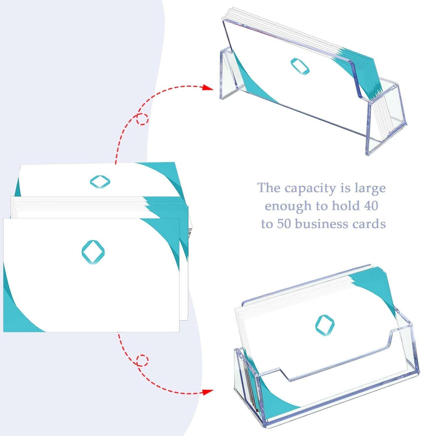 Thenshop 64 Pack Business Card Holder Desktop Business Card Stand Acrylic Holder Stand Clear Postcard Display for Home Office Desk Table(Standard Style)