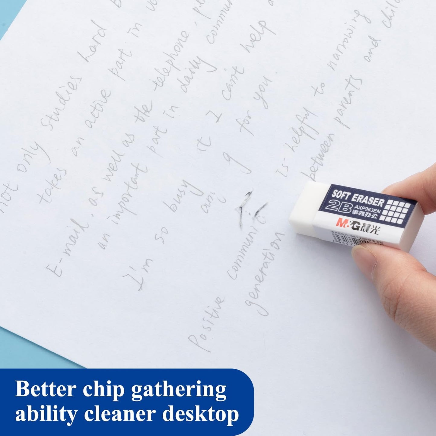 M&G 24 Pack Erasers Pencil Erasers, 2B White Rubber Eraser Rectangular Bulk for Kids School Students Office, Art Erasers for Drawing