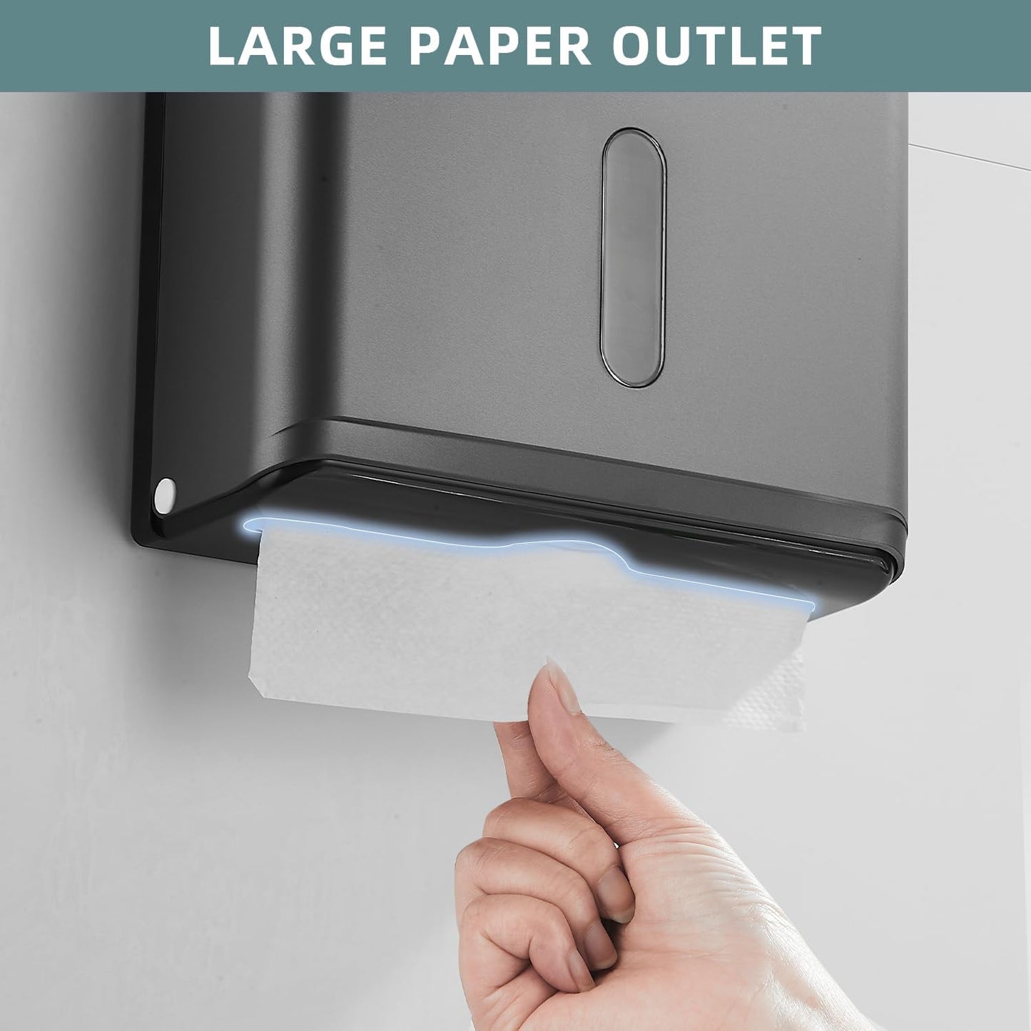 Paper Towel Dispensers Wall Mount: Adhesive Paper Towel Holder for Z Fold, No Drilling Install, Compact Hand Towel Dispenser for Home Bathroom, Restroom, Office, Grey