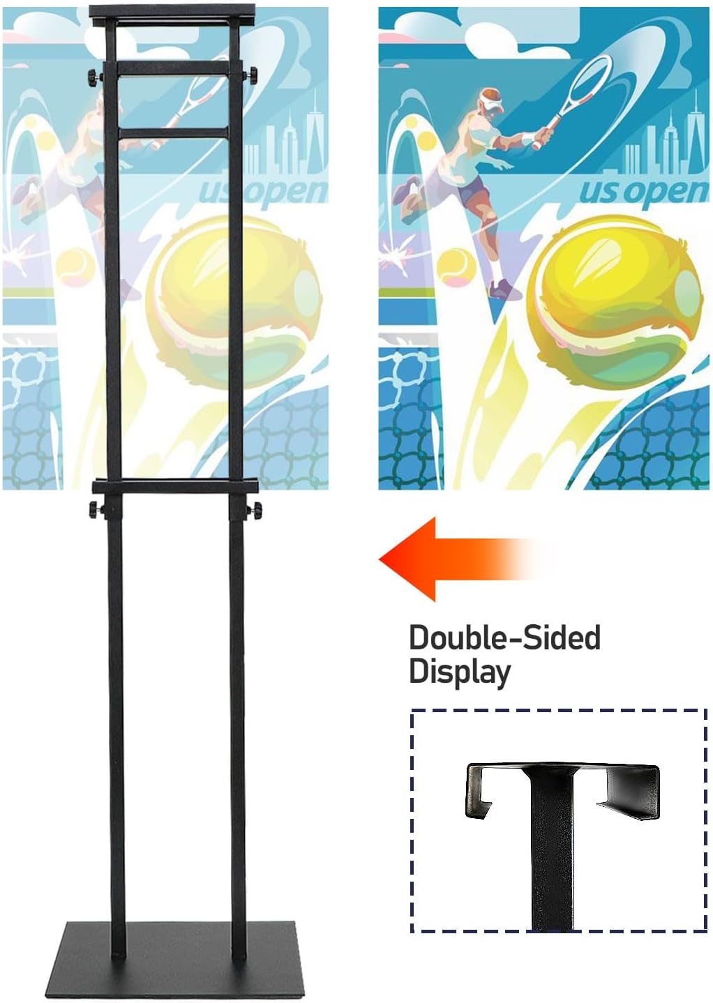 Poster Stands for Display, Adjustable Height Sign Holder with Heavy Duty Pedestal, Stand Up Banner Sign for Floor, Height Up to 80 inch, Double-Sided Signage with Non-Slip Mat (5 Pack)