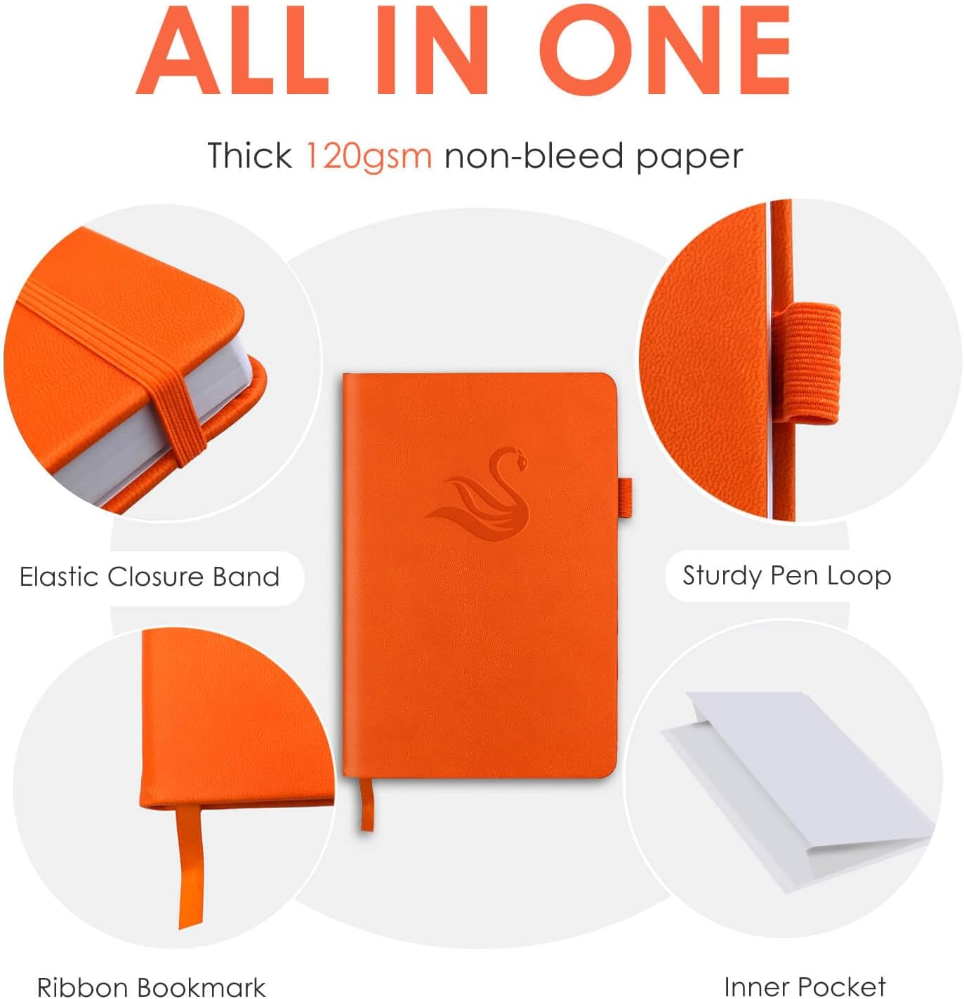Elegant Password Book with Alphabetical Tabs - Hardcover Password Book for Internet Website Address Login - 7" x 10" Password Keeper and Organizer w/Notes Section & Back Pocket (Orange)