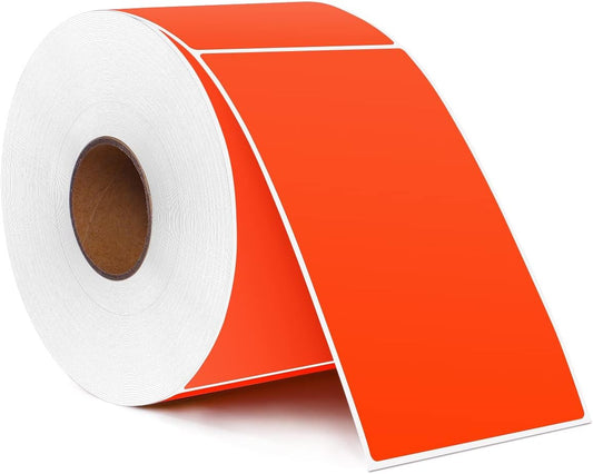 PARLAIM 5" x 3" Rectangle Color Coding Labels,500 per Inventory Labels Color Code Stickers Dispenser Box,Fluorescent Red Sticker Labels for Inventory,Family School Storage Bins Label