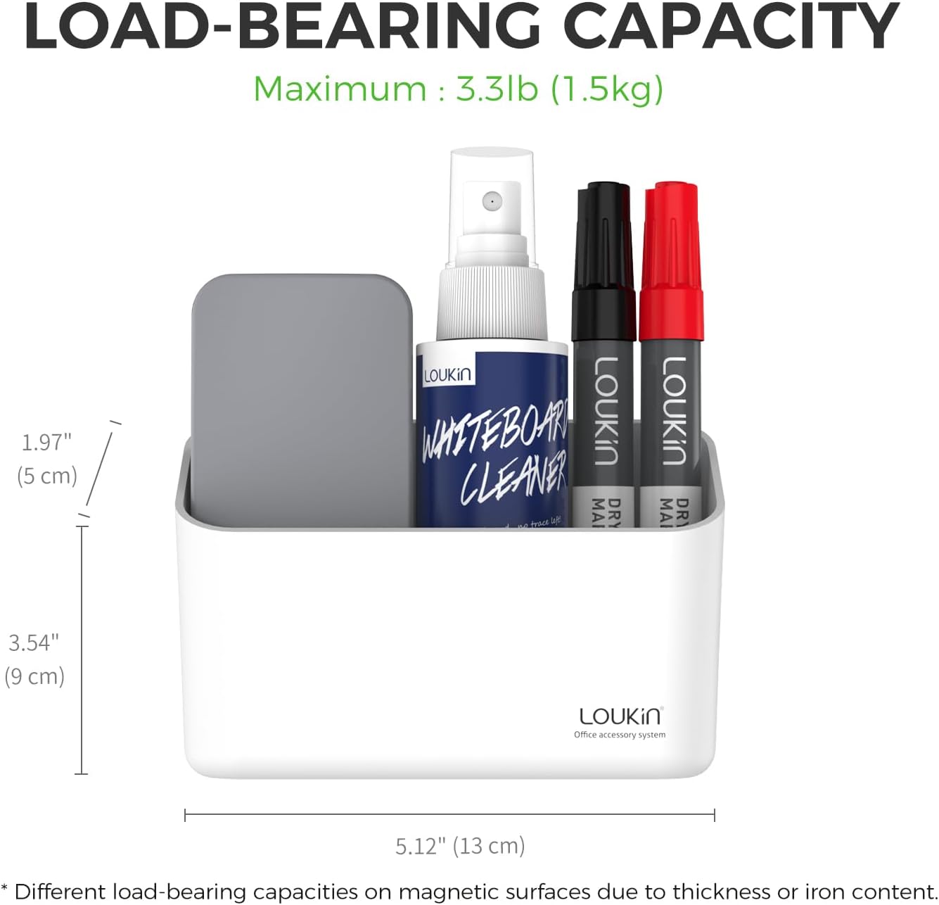 loukin Magnetic Marker Holder, Dry Erase Marker Holder, Remote Control Holder, Magnetic Storage Organizer for Whiteboard or Refrigerators (White)