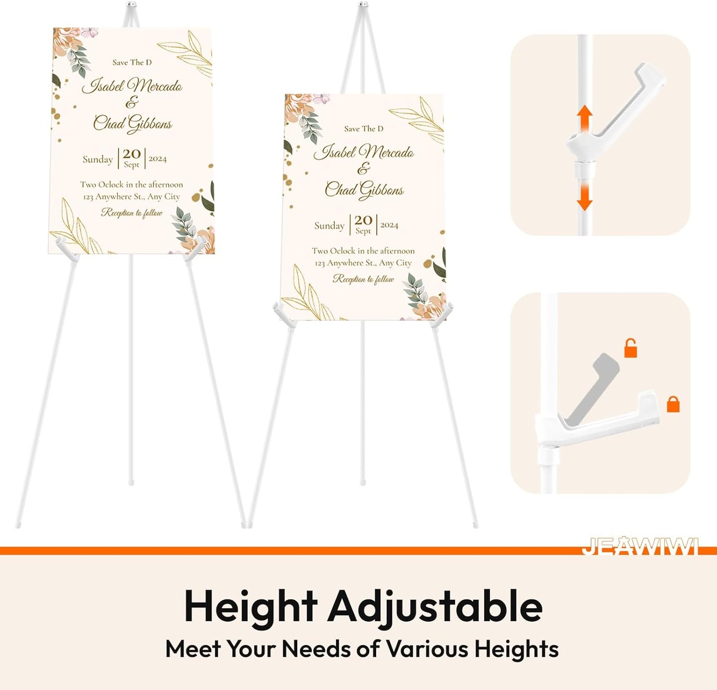 4PCS White Easel Stand for Wedding Sign Stand, 66 Inch Adjustable Metal Easels for Display, Portable Folding Easel for Wedding, Display Show, Arts, Poster with Portable Bags
