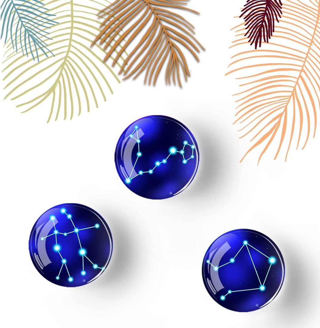 12Pcs Glass Strong Magnetic Refrigerator Magnet Fridge Sticker,Constellation Fridge Magnets Decoration for Crafts,Strong Fridge Magnets for Kitchen, School,Office Whiteboard, Cabinet and Dishwasher