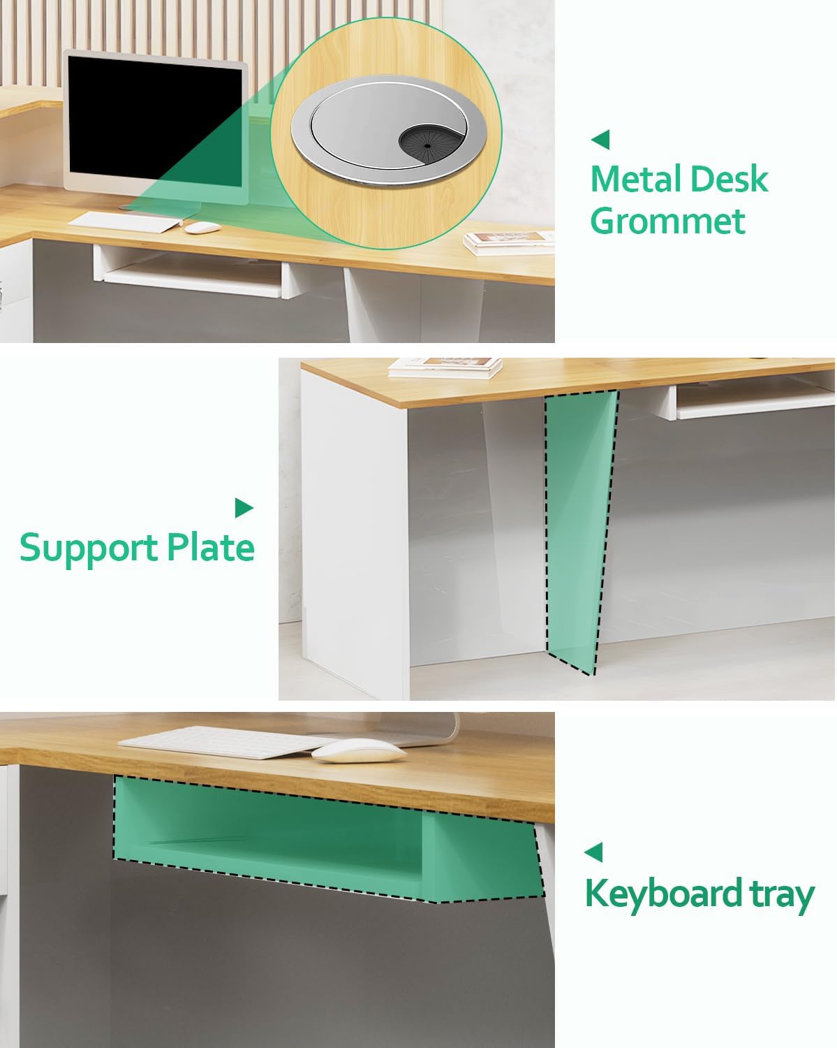 L Shaped Reception Desk, Solid Wood Front Desk with Counter & Lockable Drawers, Retail Checkout Customer 2 Person Secretary Desks for Home Office Lobby Store (70in,Left)
