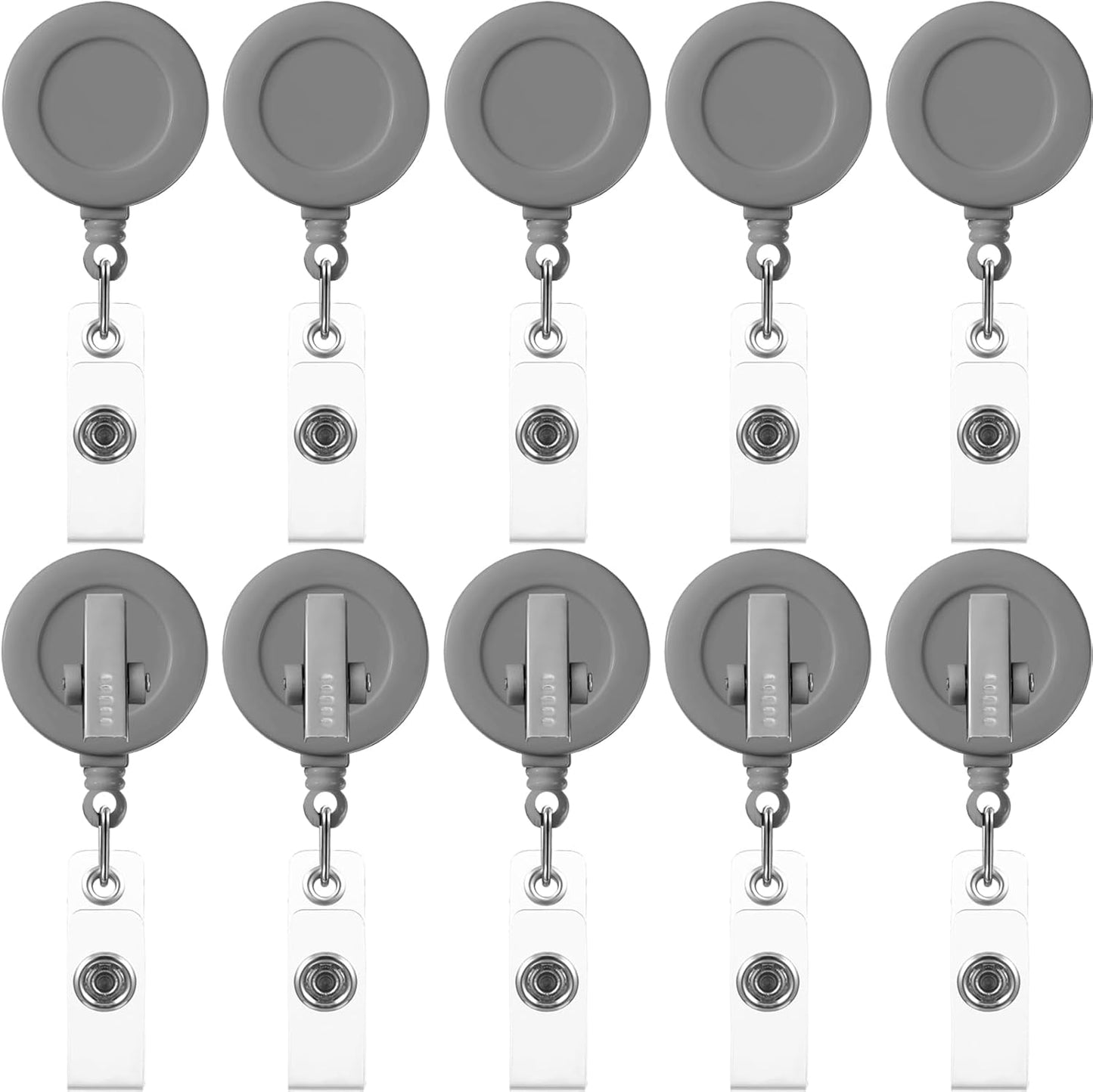 Zonon 50 Pieces Retractable Badge Holder Reels with Swivel Alligator Clip, ID Card Holder Name Badge Reel Clips for Students Teachers Office Workers (Grey)