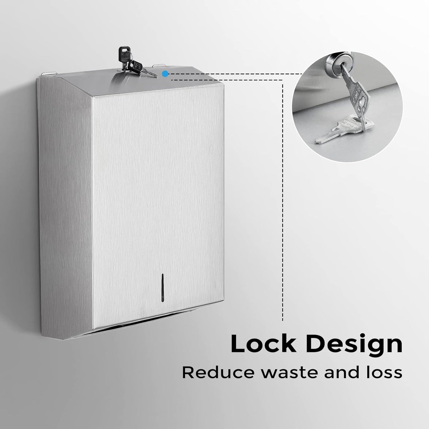 Paper Towel Dispenser Wall Mount - Multifold Trifold Paper Towel Dispensers, Large Capacity Stainless Steel Tissue Holder, Suitable for Bathrooms and Public Places