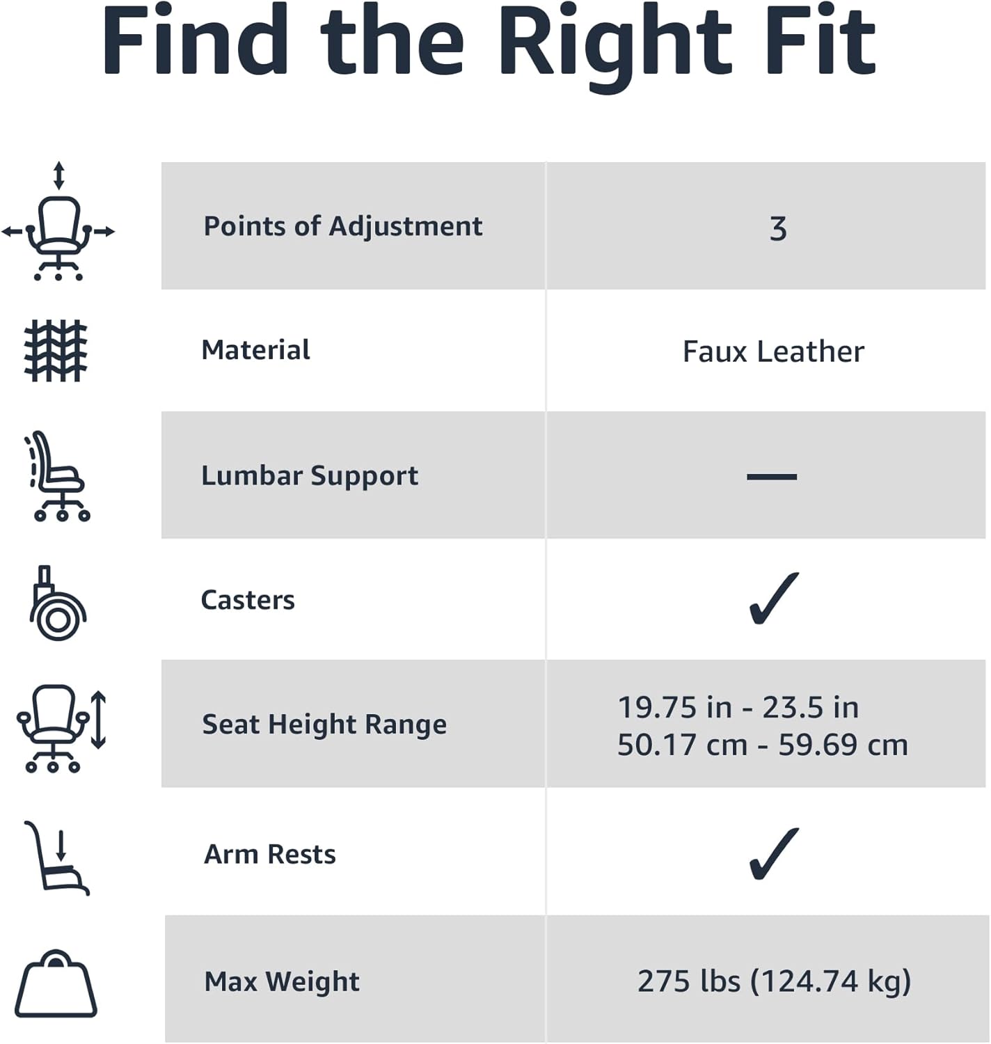 Amazon Basics Classic Puresoft PU Padded Mid-Back Height Adjustable Office Computer Desk Chair with Armrest, 25.75"D x 24.25"W x 42.25"H, Brown