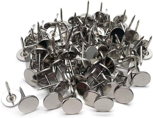 100Pcs Flat Head Upholstery Tacks Home Furniture Decor Tack Upholstery Nails Pushpin Thumb Tacks,Silver Tone (11mmx17mm)