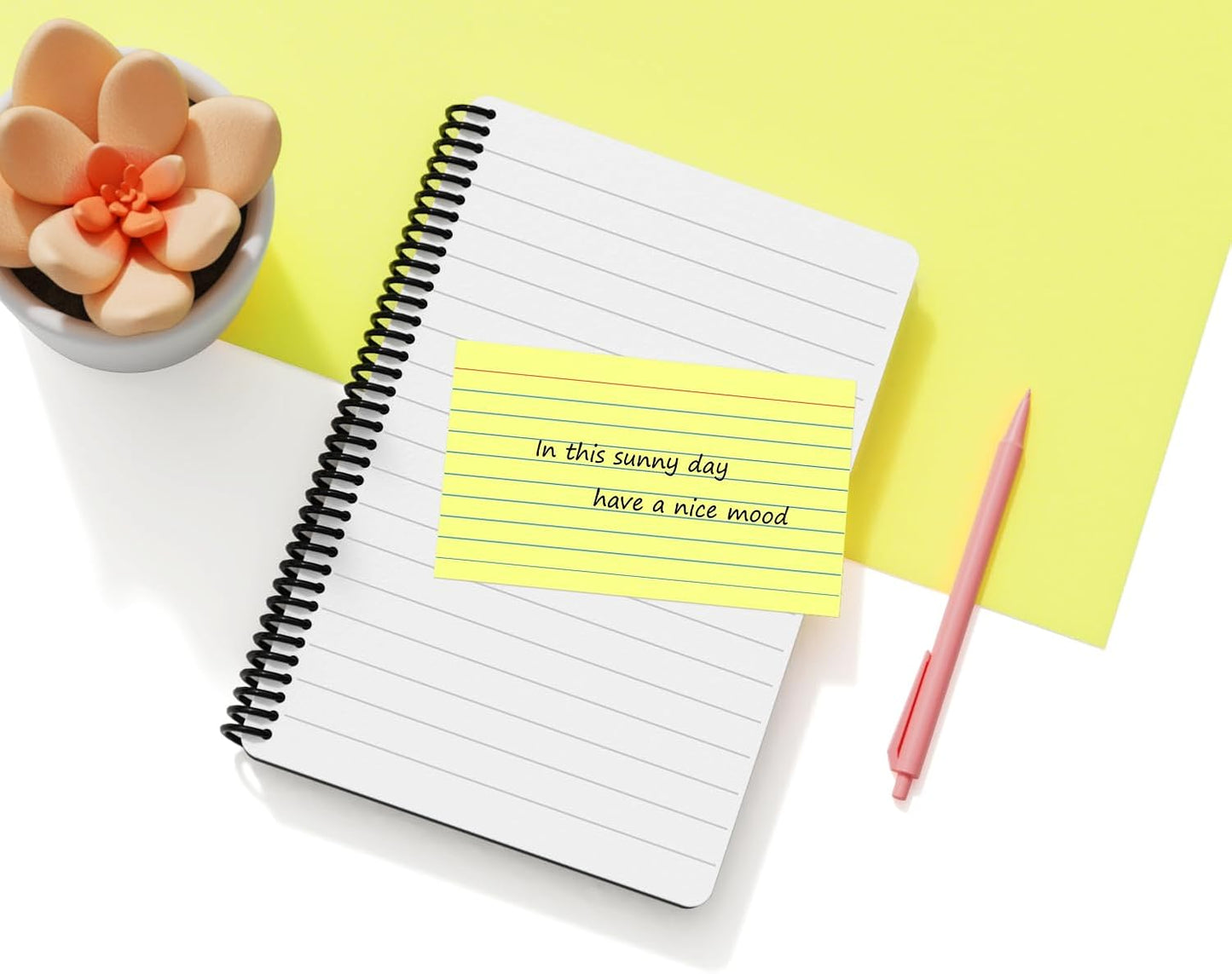 Yellow Index Cards 3x5, 200 Pack, Ruled Index Cards, Flash Cards for Studying, Heavy Note Cards for Office, Home and School, 4 Packs of 50