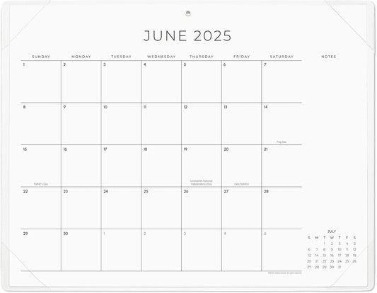 Cabbrix Simplified Desk Calendar 2025-2026, 21x16-1/2 inch Large Monthly Desktop Calendar with Notes Until to June 2026 for Home Office School (White)