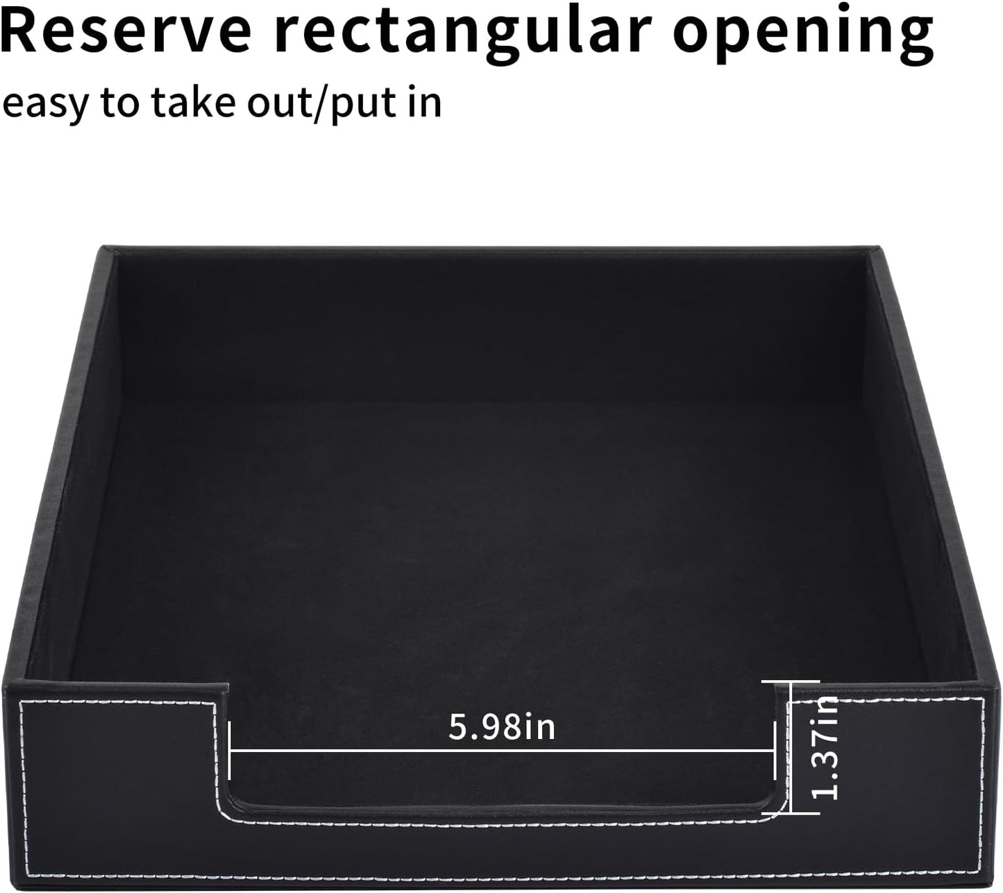 Leather 1-Layer Letter Tray Stackable File Document Tray,A4 Paper Case Rack Desk Office Supplies Organizer Holders,Desktop Organization, Pen Mail Magazine Storage Box(Black)