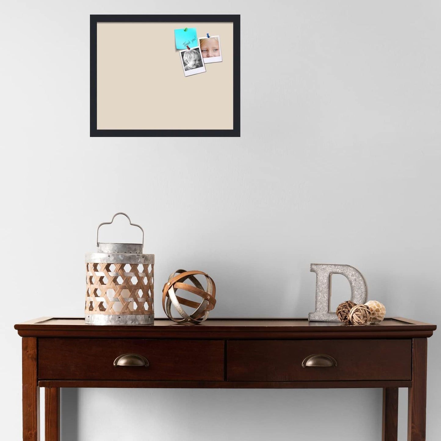 PinPix 19x15 Inch Cork Bulletin Board. This Decorative Framed Pin Board Comes with Desert Pastel Design and a Satin Black Frame. Ideal for Home Office Decor or Message Board (PinPix-1815)