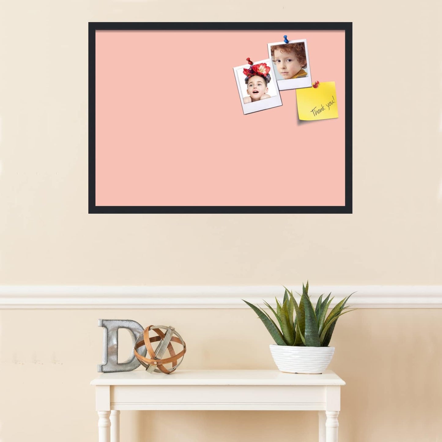 PinPix 34x24 Inch Cork Bulletin Board. This Decorative Framed Pin Board Comes with Pink Pastel Design and a Satin Black Frame. Ideal for Home Office Decor or Message Board (PinPix-1813)