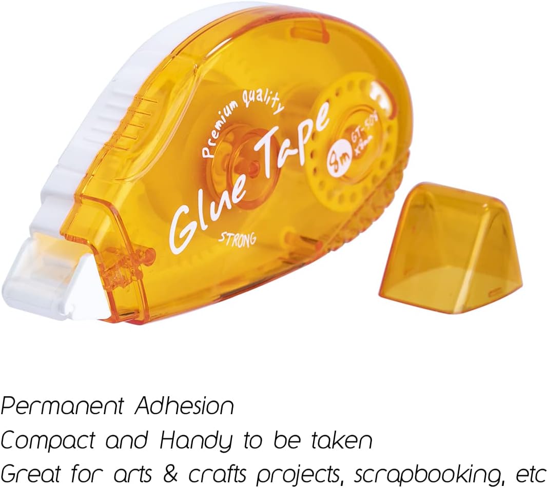 12 Pack Double Sided Tape Roller, Scrapbooking Tape, Permanent Adhesive Tape Dispenser Runner for Crafts and Arts Projects, Photo-Safe