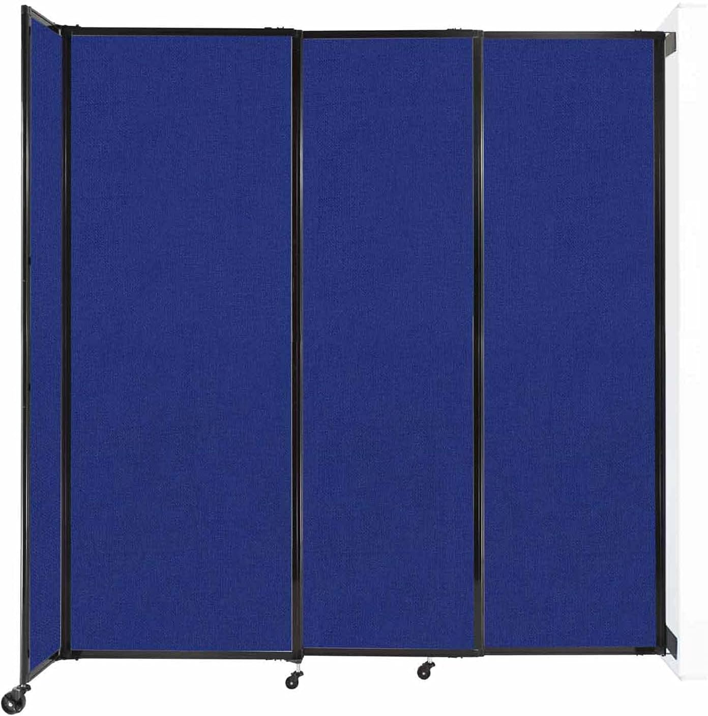 Wall-Mounted Sliding StraightWall Room Divider | Adjustable Widths | Locking Wheels | Room Separator | Up to 7'2" Wide x 7'6" Tall Royal Blue Fabric Panels