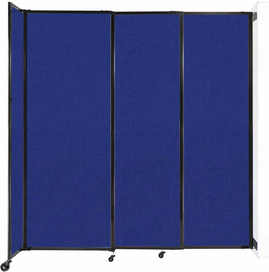 Wall-Mounted Sliding StraightWall Room Divider | Adjustable Widths | Locking Wheels | Room Separator | Up to 7'2" Wide x 7'6" Tall Royal Blue Fabric Panels