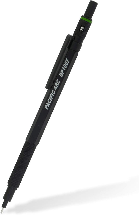 Pacific Arc Chromagraph Metal Mechanical Pencil .7 mm Black Barrel Mechanical Pencil with Built In Lead Pencil Grade Indicator, Lead Pencil Holder for Drafting, Sketching, and Drawing