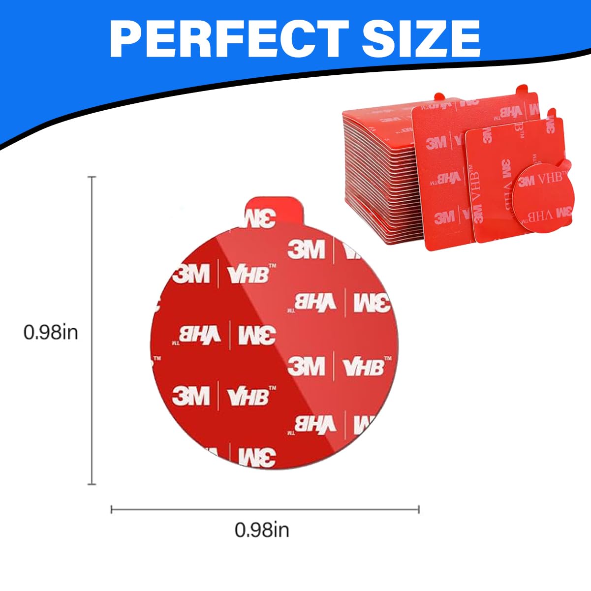 3M VHB Double Sided Mounting Gel Pads Circles, Waterproof, Heat-Resistant Sticky Heavy Duty Mounting Tape for Home/Car/Craft/Wall/Painting/Packaging, Include 4 Replacement Sticky Pads(Round 1*1-48pcs)