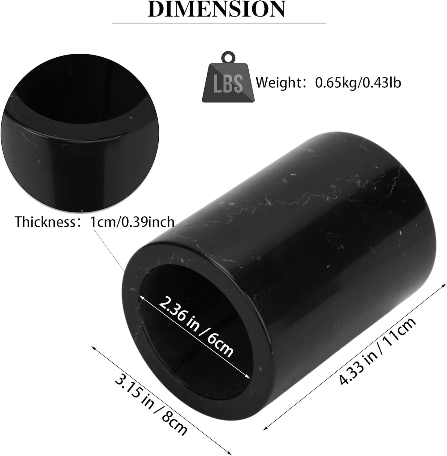 WORHE Natural Marble Pen Holder, Stylish Stone Caddy for Desk, Multi-Purpose Makeup Brush and Office Supply Storage Organizer, Desks Accessory Toothbrush Cup for Home School Black (DL003)