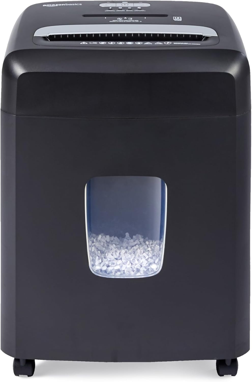 Amazon Basics 12 Sheet (new model) Micro Cut Paper and Credit Card CD Shredder With 6 Gallon Bin, Black