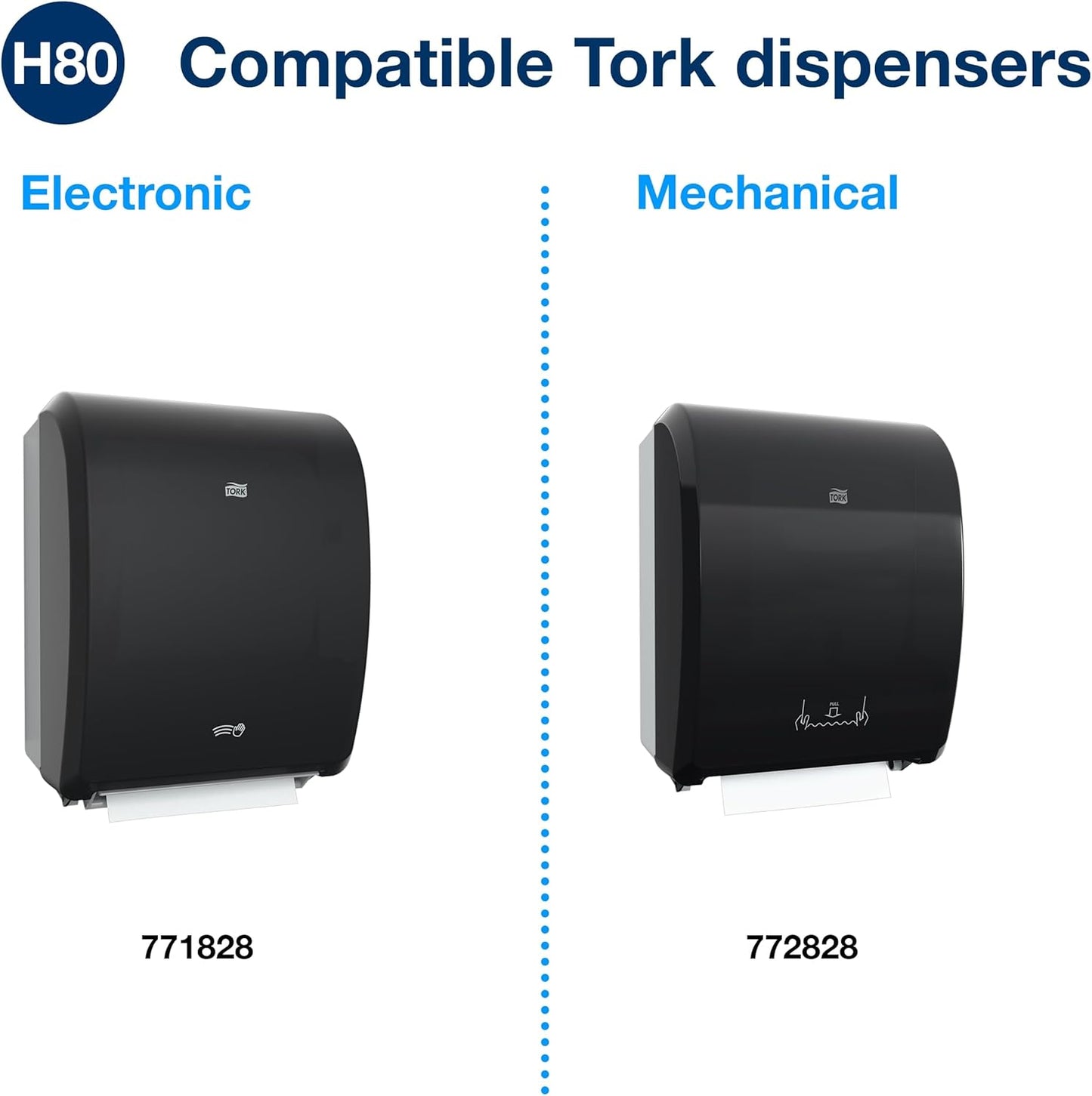 Tork Hand Towel Roll White H80, Universal, 100% Recycled Fiber, 6 Rolls x 630 ft, 8031600