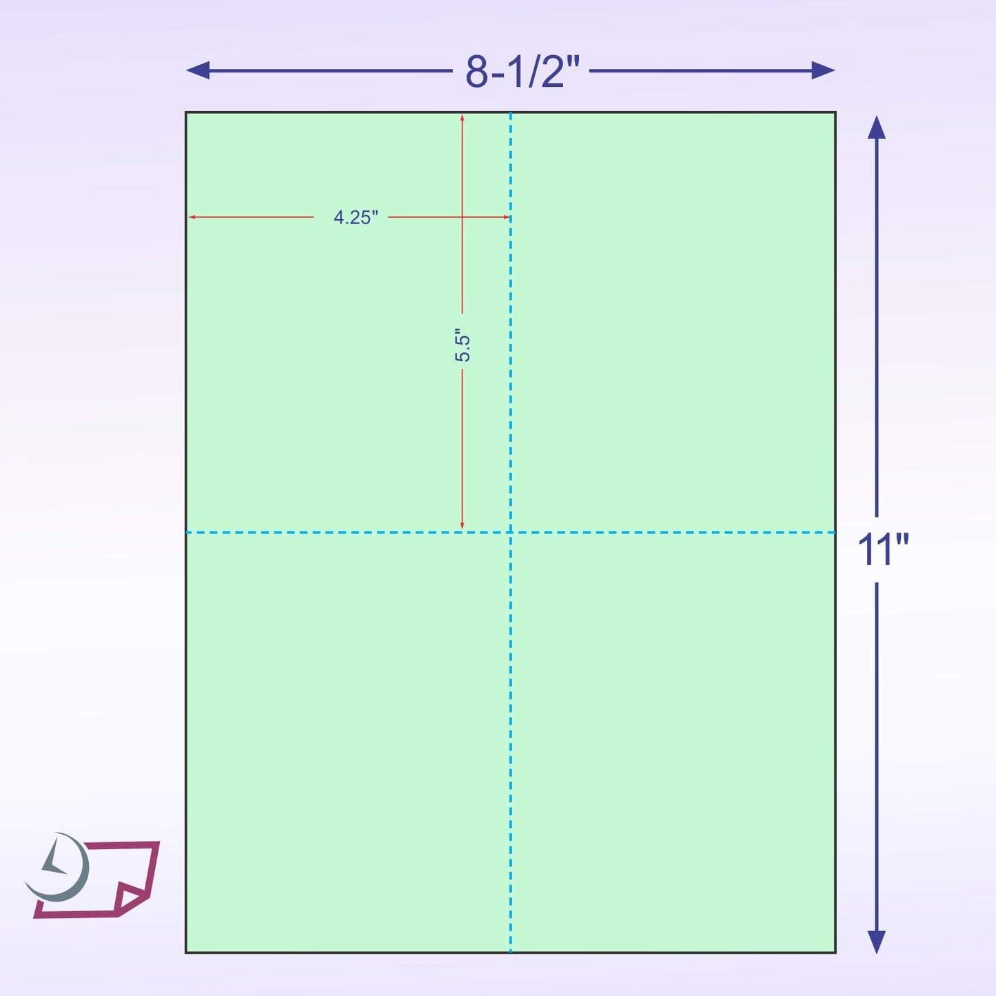 8-1/2" x 11" Laser/Inkjet Postcards 4 Per Page, (4-1/4" x 5-1/2" Each Card | Green, 1000 Cards)