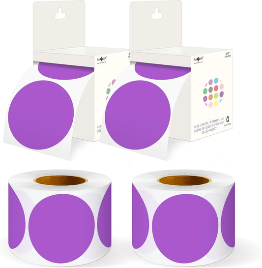 PARLAIM 3" Diameter Round Purple Color Coding Sticker, 4 Rolls 2000PCS Circle Dot Label,Permanent for Inventory Box Labeling