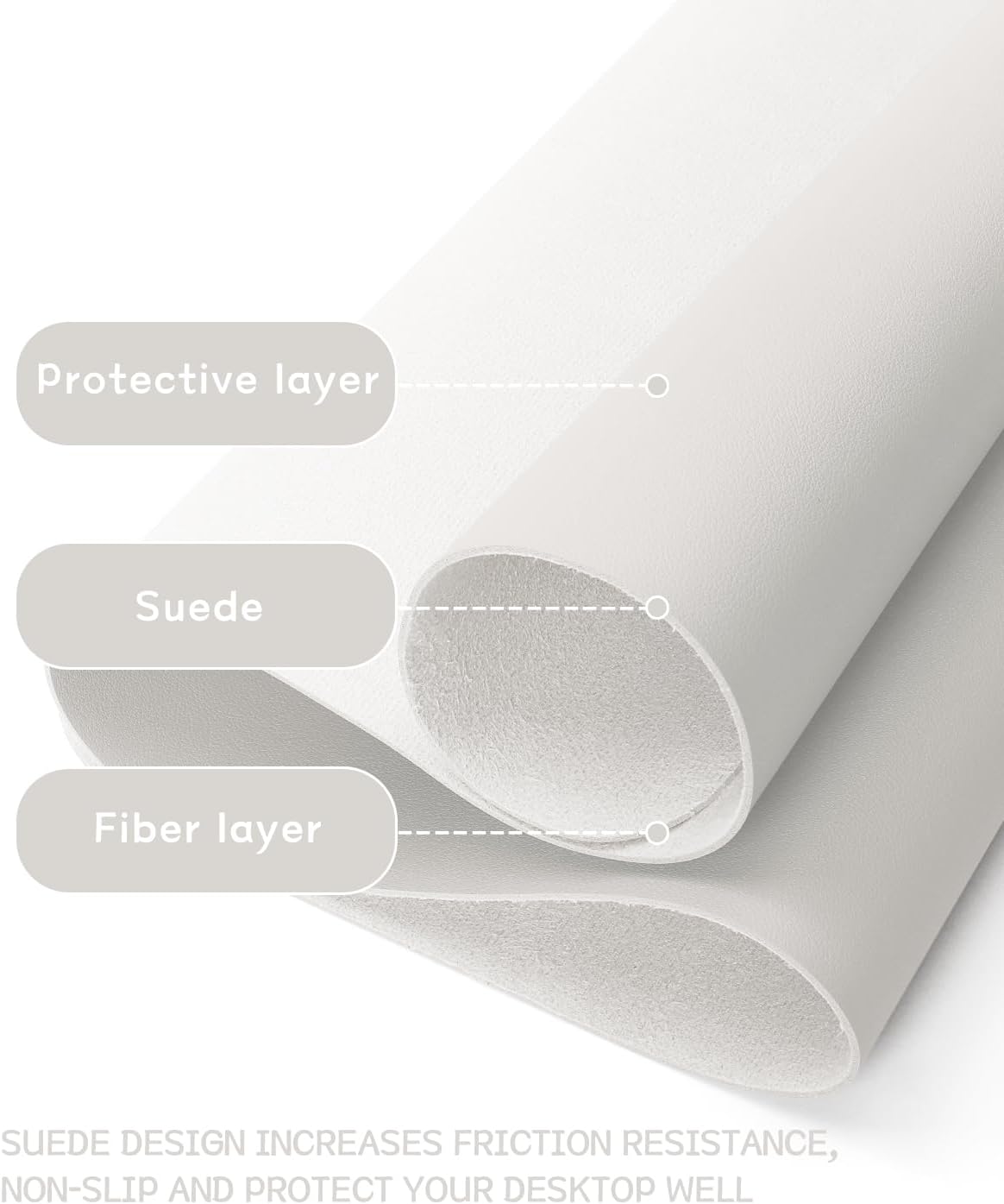 YSAGi Non-Slip Leather Desk Pad XL Size, Waterproof Laptop Computer Desk Keyboard Mat, Table Protector Blotter Mat, Large Mouse Pad for Office/Work/Home/Decor(Apricot Gray, 47.2" x 23.6")-No Band