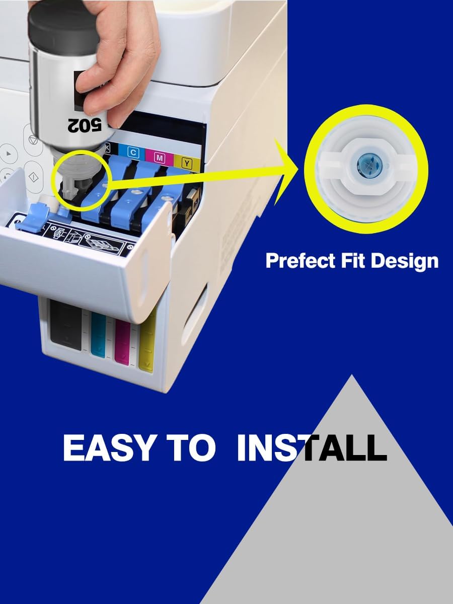 502 Ink Refill Bottle for ET-2850 ET-3850 ET-15000 ET-4850 502 Black Color Ink Compatible for Ecotank ET 2850 ET 3850 ET15000 ET-2760 ET-4760 ET 4850 ET-3830 ET-3843 2750 4750 Printer