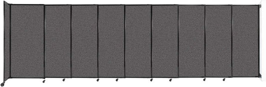 Wall-Mounted Sliding StraightWall Room Divider | Adjustable Widths | Locking Wheels | Room Separator | Up to 19'9" Wide x 6' Tall Charcoal Gray Fabric Panels