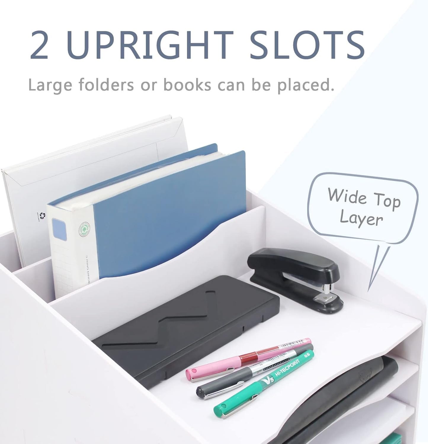 SONGWAY Desk File Organizer and Accessories Storage - Desktop Organizer with Horizontal and Vertical File Folder Holders, Letter Mail Sorter, 4 Tier Paper Storage for Desk Home Office School