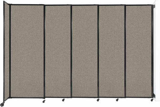 Wall-Mounted Sliding StraightWall Room Divider | Adjustable Widths | Locking Wheels | Room Separator | Up to 11'3" Wide x 7'6" Tall Warm Pebble Fabric Panels