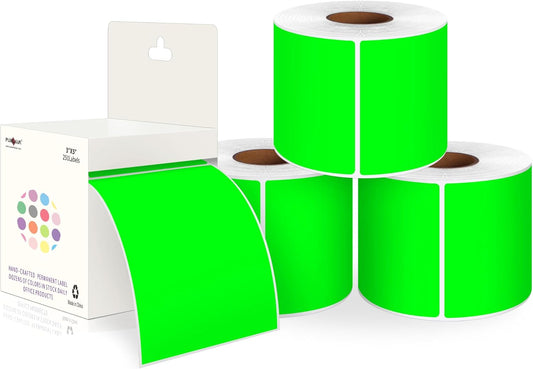 PARLAIM 3 X 5 Inch 4Rolls/1000 Per Roll Rectangle Inventory Color Coding Labels,Roll Square Label Stickers for Home (Fluorescent Green)