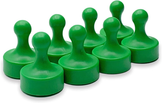 GLASSBOARD STUDIO Powerful Neodymium Magnets, Pawn-Shaped - Strong Fridge/Refrigerator and Whiteboard Magnet, Ideal for Office, Kitchen, Crafts - Rare Earth, Heavy Duty (8, Green)