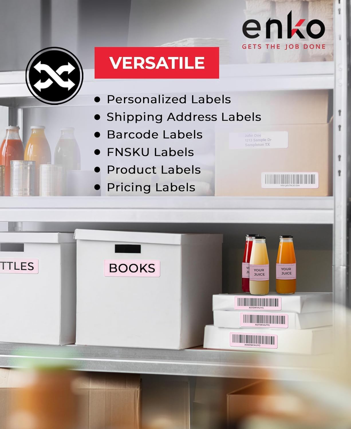 enKo [6 Rolls, 2100 Labels] Address, Shipping & Barcode Labels 30252 - Pink (1-1/8" x 3-1/2") Compatible for Dymo LabelWriter