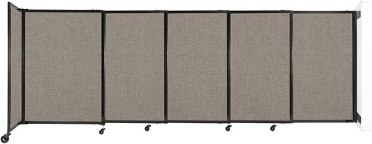 Wall-Mounted Sliding StraightWall Room Divider | Adjustable Widths | Locking Wheels | Room Separator | Up to 11'3" Wide x 4' Tall Warm Pebble Fabric Panels