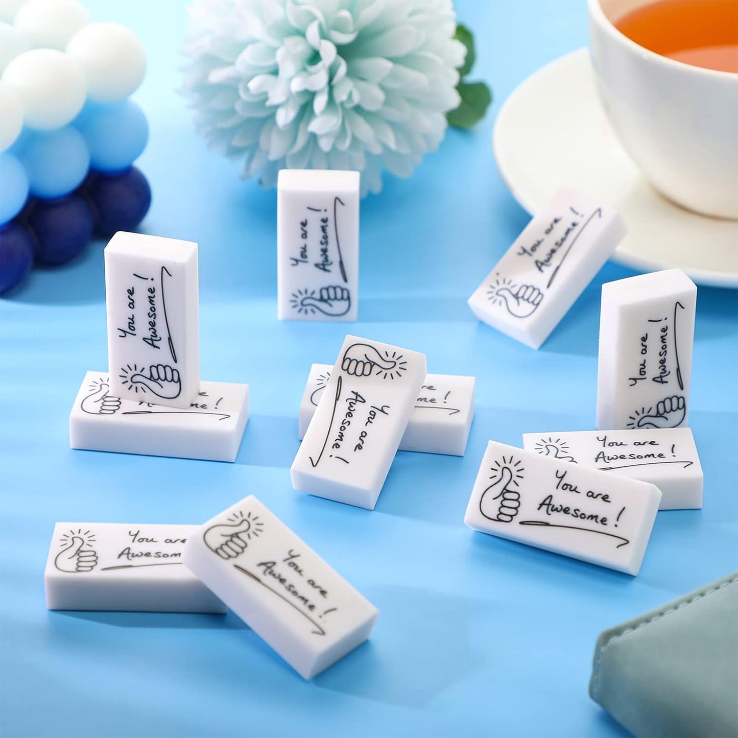 Fuutreo 100 Pcs Welcome Back to School Gifts for Students Inspirational Pencil Erasers Bulk You are Awesome White Cute Fun Erasers First Day of School Gifts Classroom Prizes from Teachers