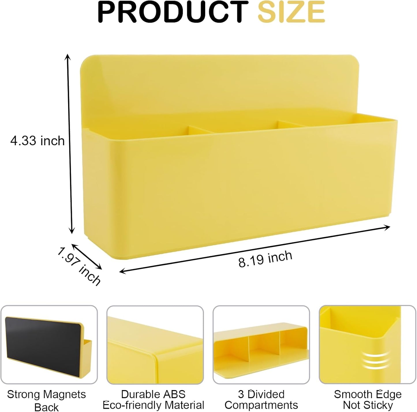 Magnetic Pen Holder,3 Compartments Magnetic Dry Erase Marker Holder,Extra Strong Magnet Storage Marker Pen Pencil Organizer for Refrigerator,Whiteboard,Locker Accessories(Long Style)