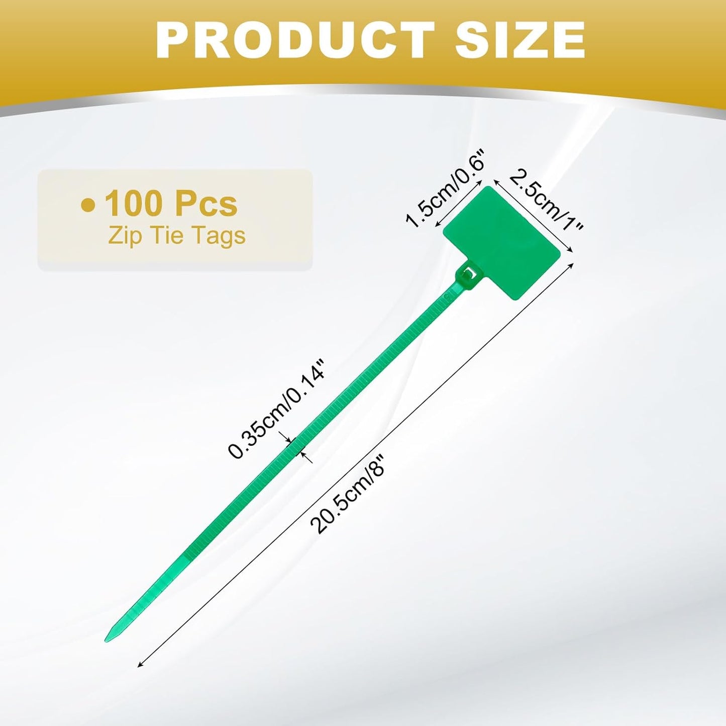 uxcell 100 Pcs Cable Label Marker Tags, Nylon Cable Zip Tie Tags 8.7 Inch Writable Self-Locking Wire Labels Zip Ties for Organization Marking, Green