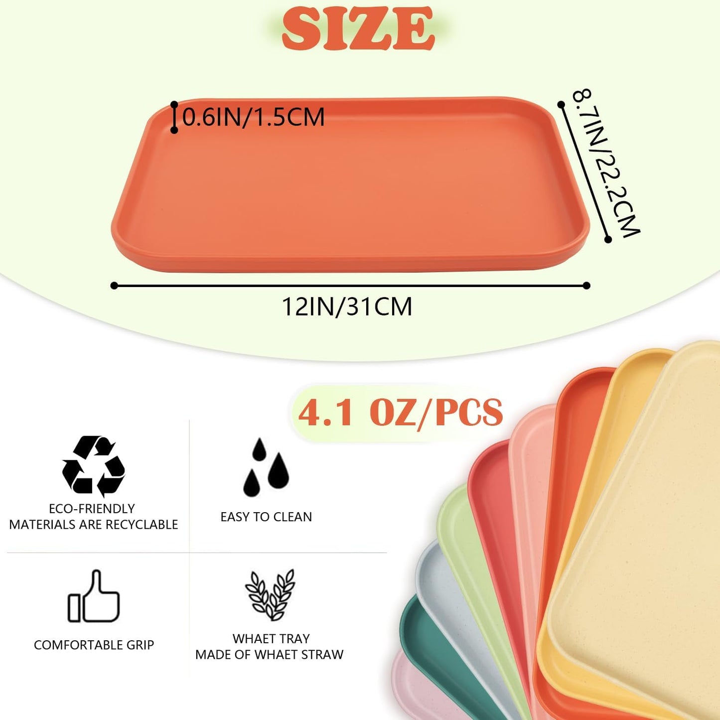 Plastic Art Trays, 10-Pack Large Stackable Activity Crafts Organizer Serving Jewelry Tray for DIY Projects, Painting, Beads, Organizing Supply (12.2 x 8.9 Inches)