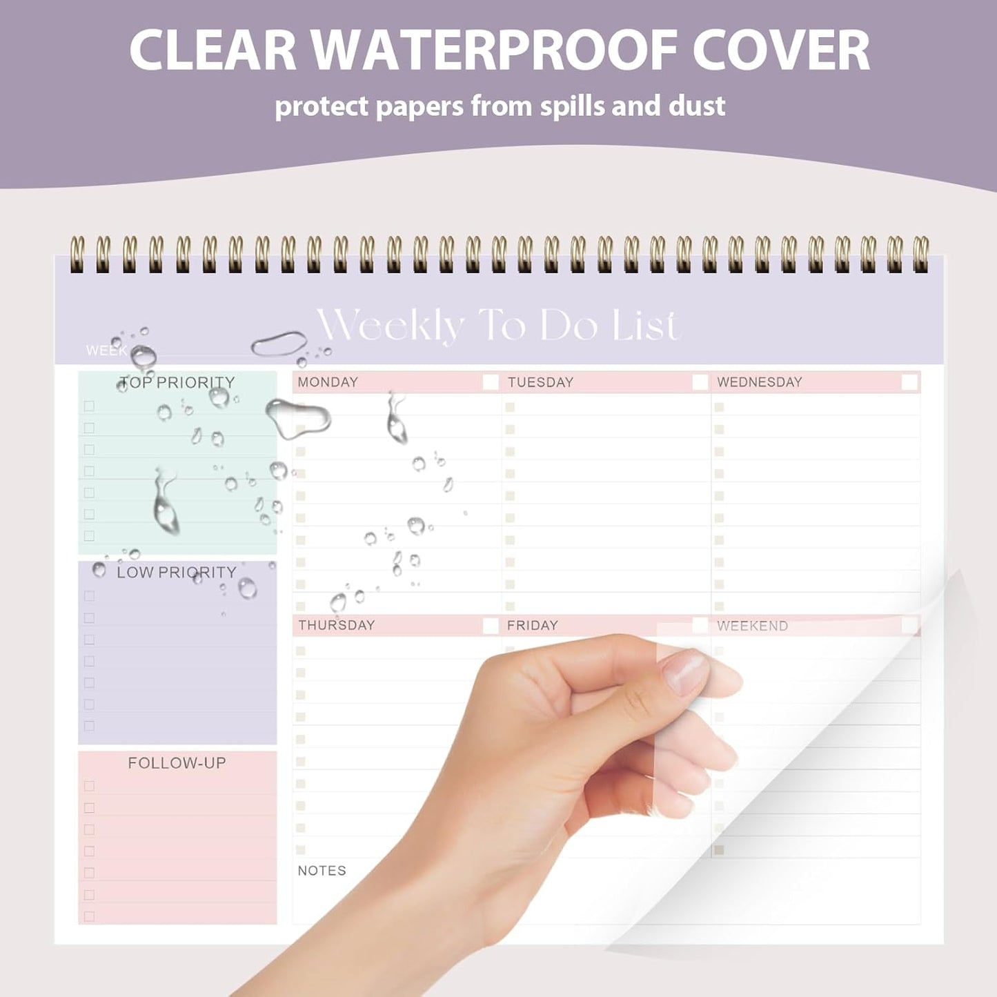 Weekly To Do List Notepad, Undated Planner with 52 Sheets (8.5''x11''), Desk Weekly Planner for Women & Man, Home School & Work
