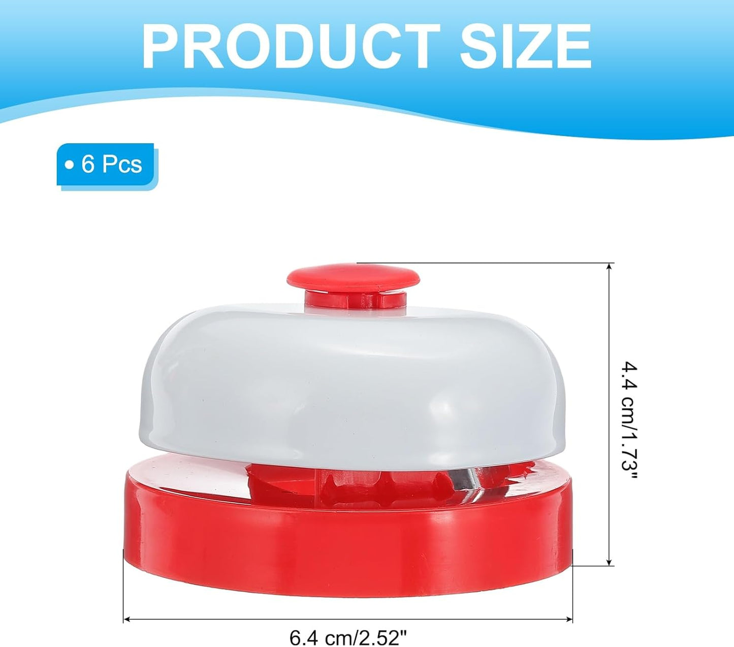 PATIKIL 6 Pcs Desk Call Bell 2.5" Dia with Metal Anti-Rust Construction Red/White
